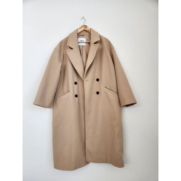 ZARA Oversized Double-Breasted Coat in Camel | Size M - Picture 1 of 5
